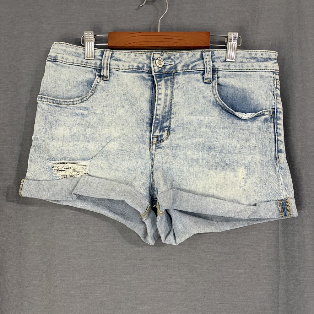 PacSun Jean Shorts Ripped Super Stretch Shortie Distressed Light Denim Size 30